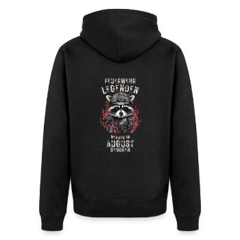 Feuerwehr Legenden sind im August geboren - Unisex Premium Bio Zip Hoodie - Schwarz - Hinten - Nico (187cm)