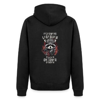 Feuerwehr Legenden sind im Oktober geboren - Unisex Premium Bio Zip Hoodie - Schwarz - Hinten - Nico (187cm)