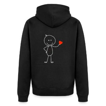 tiens mon cœur - idée cadeau saint Valentin - Veste à capuche bio Premium Unisexe - noir - Dos - Nico (187cm)