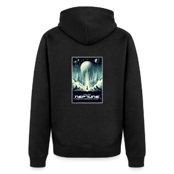Neptun entdecken - Vintage Poster - Unisex Premium Bio Zip Hoodie - Schwarz - Hinten - Nico (187cm)