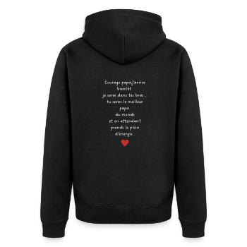 J’arrive bientôt papa-annonce grossesse papa - Veste à capuche bio Premium Unisexe - noir - Dos - Nico (187cm)