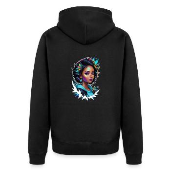 Afro Frau - Schönheit - Unisex Premium Bio Zip Hoodie - Schwarz - Hinten - Nico (187cm)