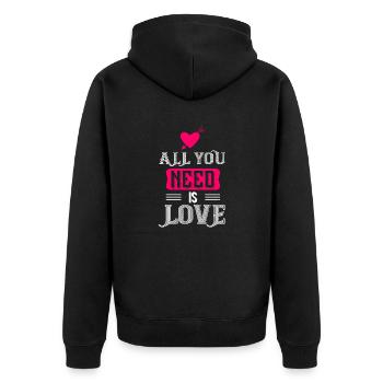 Tout ce dont vous avez besoin, c’est d’amour - Veste à capuche bio Premium Unisexe - noir - Dos - Nico (187cm)
