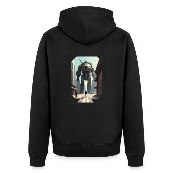 Manga Big Robot - Unisex Premium Organic Zip Hoodie - black - Back - Nico (187cm)