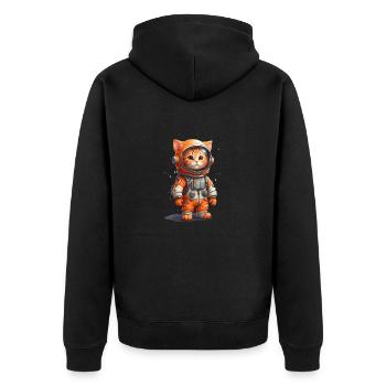 Cute Astronaut orange baby cat design - Unisex Premium Bio Zip Hoodie - Schwarz - Hinten - Nico (187cm)