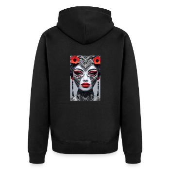 Asian Beauty#9 - Unisex Premium Organic Zip Hoodie - black - Back - Nico (187cm)