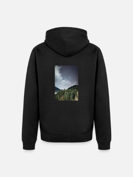 Orion konstellation stiger over bjergene - Premium økologisk unisex-hættejakke - sort