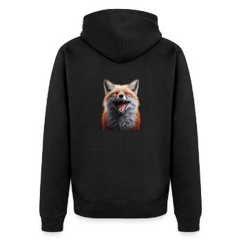 Lachender Fuchs 2 - Unisex Premium Bio Zip Hoodie - Schwarz - Hinten - Nico (187cm)