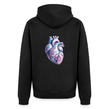 Stylized Human Heart - Unisex Premium Organic Zip Hoodie - black - Back - Nico (187cm)
