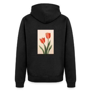 Boho Botanische Tulpen - Unisex Premium Bio Zip Hoodie - Schwarz - Hinten - Nico (187cm)