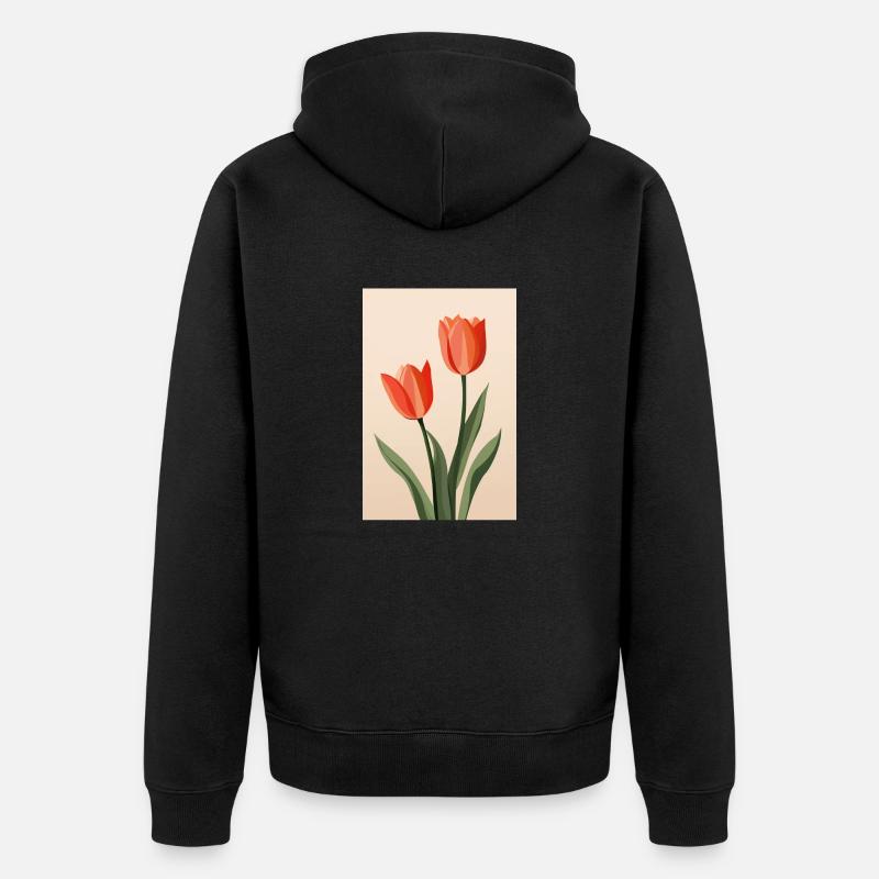 Tulipes botaniques Boho - Veste à capuche bio Premium Unisexe - noir