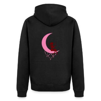 fee elfe halbmond fantasie 01 - Unisex Premium Bio Zip Hoodie - Schwarz - Hinten - Nico (187cm)