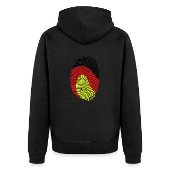 Deutsche ID - Unisex Premium Bio Zip Hoodie - Schwarz - Hinten - Nico (187cm)