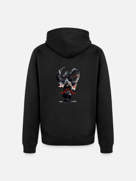 Samurai Warrior Black Dragon - Unisex Premium Organic Zip Hoodie - black