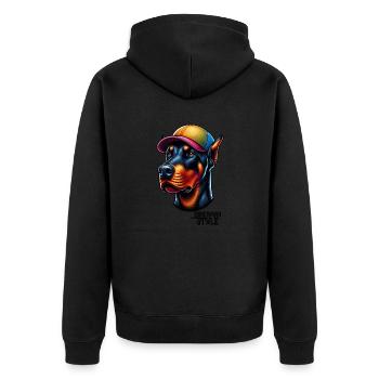 doberman style - Veste à capuche bio Premium Unisexe - noir - Dos - Nico (187cm)