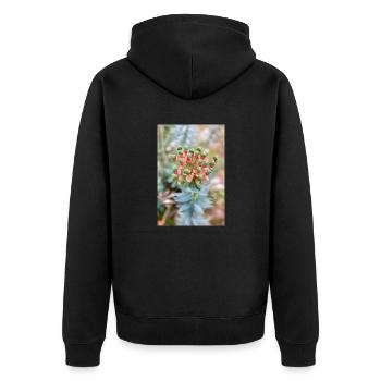 blooming colorful Wolfsmilch (Euphorbia) flower - Unisex Premium Organic Zip Hoodie - black - Back - Nico (187cm)