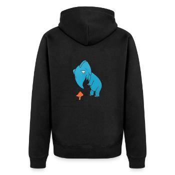 Elefant Pilz - Unisex Premium Bio Zip Hoodie - Schwarz - Hinten - Nico (187cm)