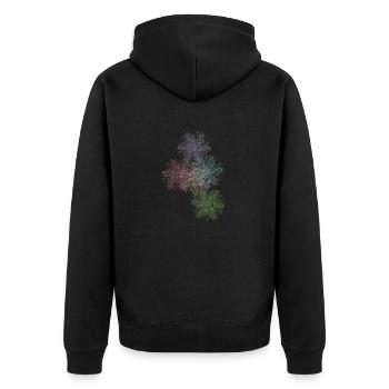 5 Feder-Sonnen - Unisex Premium Bio Zip Hoodie - Schwarz - Hinten - Nico (187cm)