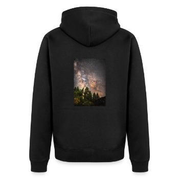 Galaxie de la Voie lactée parmi les arbres - Veste à capuche bio Premium Unisexe - noir - Dos - Nico (187cm)