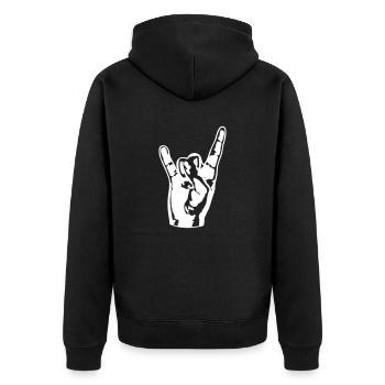 Heavy Metal Hard Rock Music Horns Hand Gesture Logo - Unisex Premium Organic Zip Hoodie - black - Back - Nico (187cm)