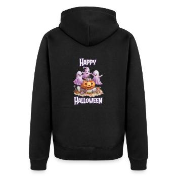 Halloween – Happy Halloween Sweet Ghosts & Pumpkin - Unisex Premium Organic Zip Hoodie - black - Back - Nico (187cm)