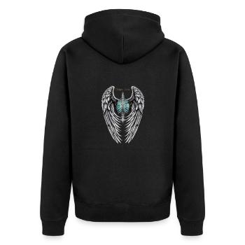 WINGS PIRATE - Unisex Premium Organic Zip Hoodie - black - Back - Nico (187cm)