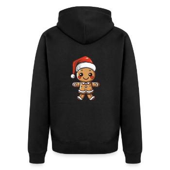 gingerbread man - Unisex Premium Organic Zip Hoodie - black - Back - Nico (187cm)