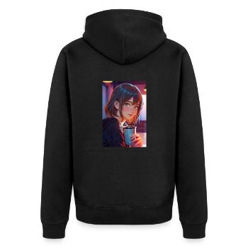 "Anime Girl Design – Aesthetic Manga Motif for - Unisex Premium Organic Zip Hoodie - black - Back - Nico (187cm)