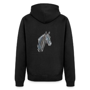 Totilas Portrait - Unisex Premium Bio Zip Hoodie - Schwarz - Hinten - Nico (187cm)
