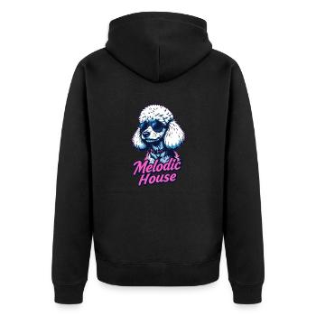 Melodic House Pudel - Unisex Premium Bio Zip Hoodie - Schwarz - Hinten - Nico (187cm)