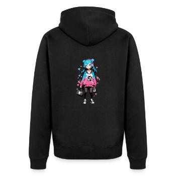 Street Art Girl 23241 - Unisex Premium Organic Zip Hoodie - black - Back - Nico (187cm)