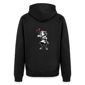 Street Art Girl 23249 - Unisex Premium Organic Zip Hoodie - black - Back - Nico (187cm)
