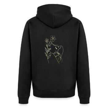 Mama liebt dich Mama Blumen Frauen Valentinstag - Unisex Premium Bio Zip Hoodie - Schwarz - Hinten - Nico (187cm)