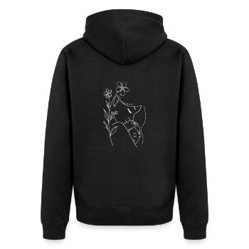 Mama liebt dich Mama Blumen Frauen Valentinstag - Unisex Premium Bio Zip Hoodie - Schwarz - Hinten - Nico (187cm)
