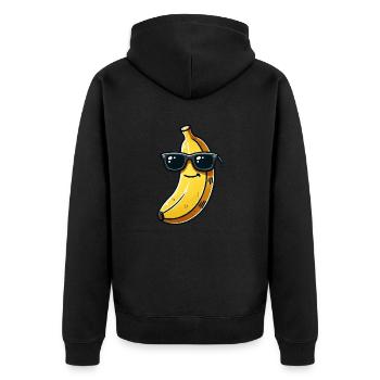 banane sonnenbrille comic - Unisex Premium Bio Zip Hoodie - Schwarz - Hinten - Nico (187cm)