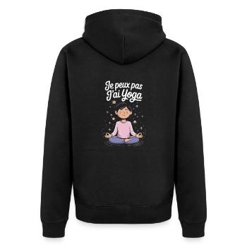 Je peux pas j'ai yoga - Veste à capuche bio Premium Unisexe - noir - Dos - Nico (187cm)