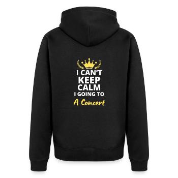 Ich kann nicht ruhig bleiben, ich gehe auf ein Konzert! - Unisex Premium Bio Zip Hoodie - Schwarz - Hinten - Nico (187cm)