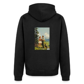 Gipfeltrinker - Unisex Premium Bio Zip Hoodie - Schwarz - Hinten - Nico (187cm)