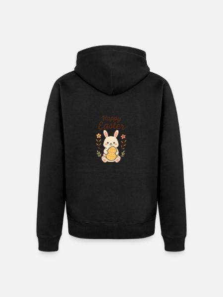Bunny with an Easter Egg - Unisex Premium Organic Zip Hoodie - black