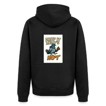 Pigeon Drop it like it's hot - Unisex Premium Bio Zip Hoodie - Schwarz - Hinten - Nico (187cm)