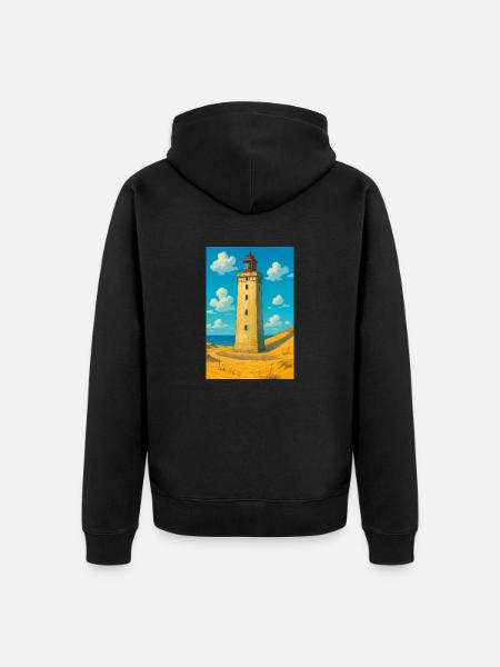 Rubjerg Knude Fyr - Unisex Premium Organic Zip Hoodie - black