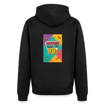 Mutter aus den 90er Jahren - Retro Muttertag - Unisex Premium Bio Zip Hoodie - Schwarz - Hinten - Nico (187cm)