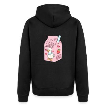 dumme gänse saft süße gans getränk - Unisex Premium Bio Zip Hoodie - Schwarz - Hinten - Nico (187cm)