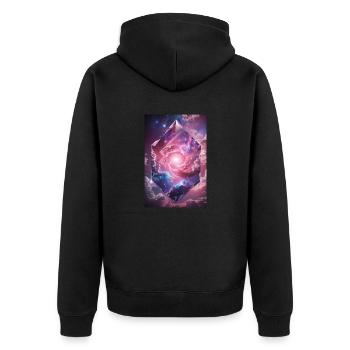 galaxy stars energy diamond cloud pink 2024 - Unisex Premium Bio Zip Hoodie - Schwarz - Hinten - Nico (187cm)