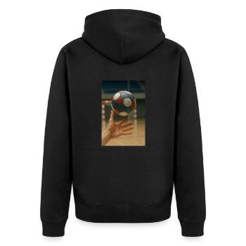 Handball - Unisex Premium Bio Zip Hoodie - Schwarz - Hinten - Nico (187cm)