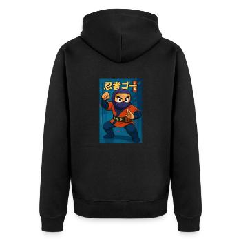 Cartoon Ninja Go Japan - Unisex Premium Organic Zip Hoodie - black - Back - Nico (187cm)