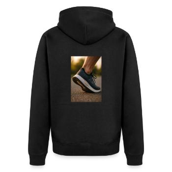Course à pied - Pas à mi-chemin - Veste à capuche bio Premium Unisexe - noir - Dos - Nico (187cm)