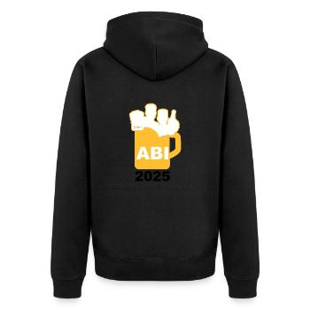 Bier Liga Logo ABI 2025 Maßkrug 3 - Unisex Premium Bio Zip Hoodie - Schwarz - Hinten - Nico (187cm)