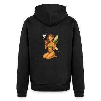 Spliffi La Grüne - Unisex Premium Bio Zip Hoodie - Schwarz - Hinten - Nico (187cm)