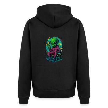 ALIEN THUG - pose chill - Unisex Premium Organic Zip Hoodie - black - Back - Nico (187cm)